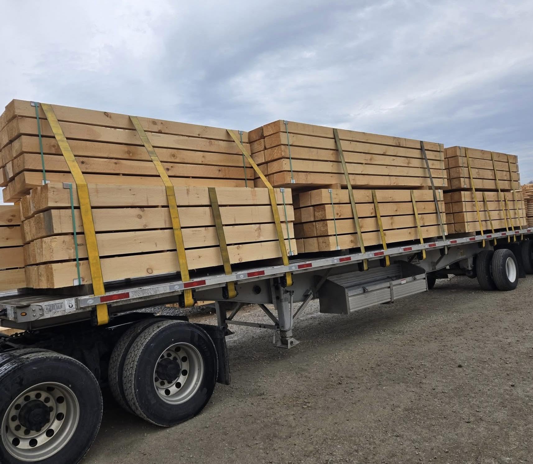 Loaded Lumber on Fluid Freight Flatbed Trailer